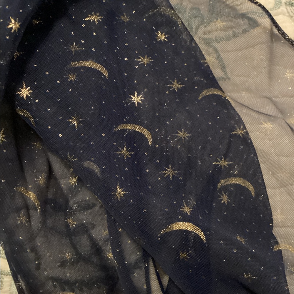 Navy Blue and Gold Moon & Star Scarf - Picture 2 of 2